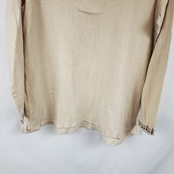 Baby & Me Cream & Brown V Neck Lng Slv Crimped Fabric Womens Maternity Blouse M - Picture 11 of 11